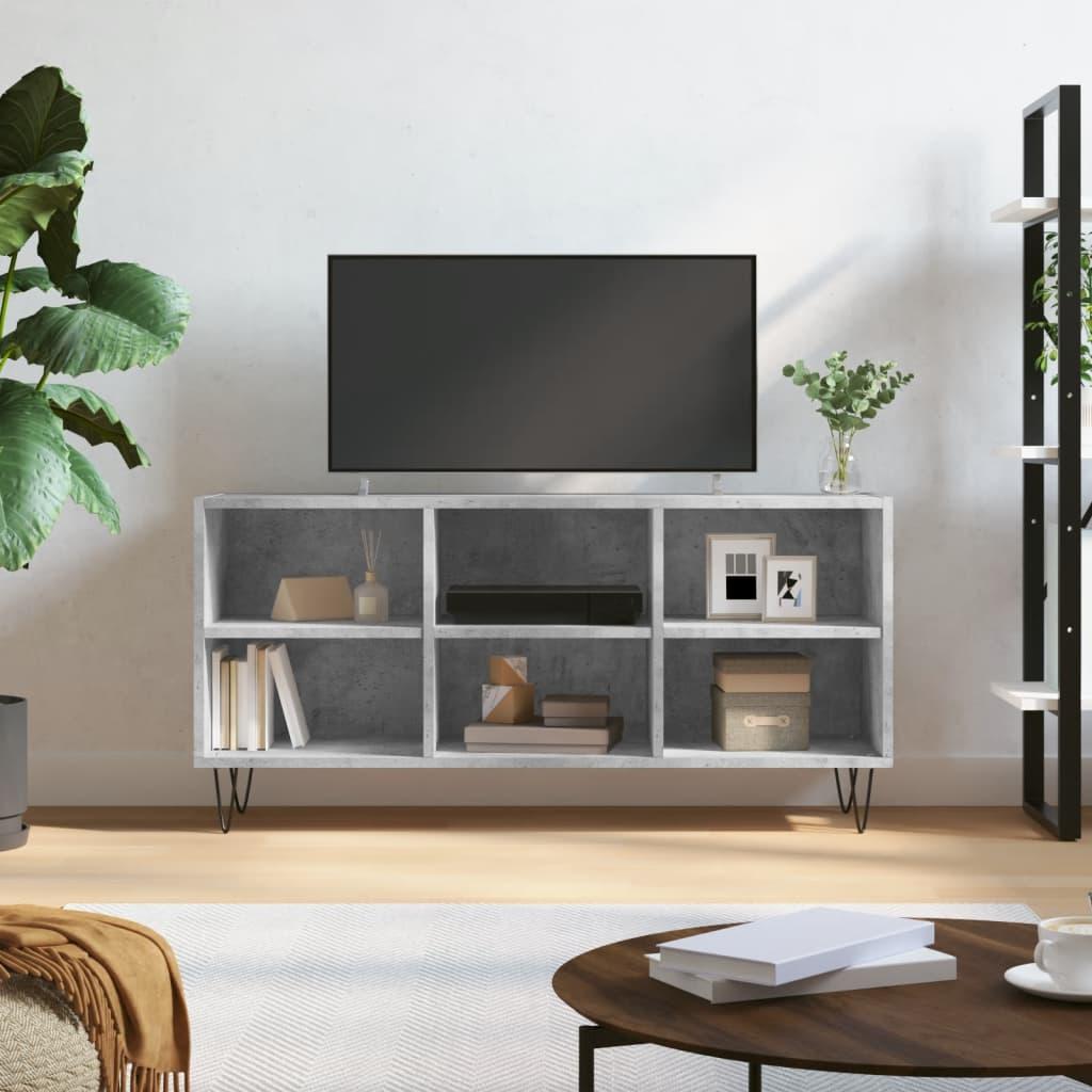 Tv-bord 103,5x30x50 cm konstrueret træ betongrå billede