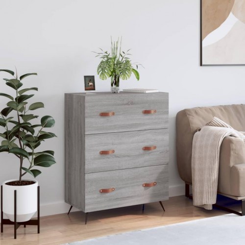 Kommode 69,5×34×90 cm i konstrueret træ - grå sonoma-eg