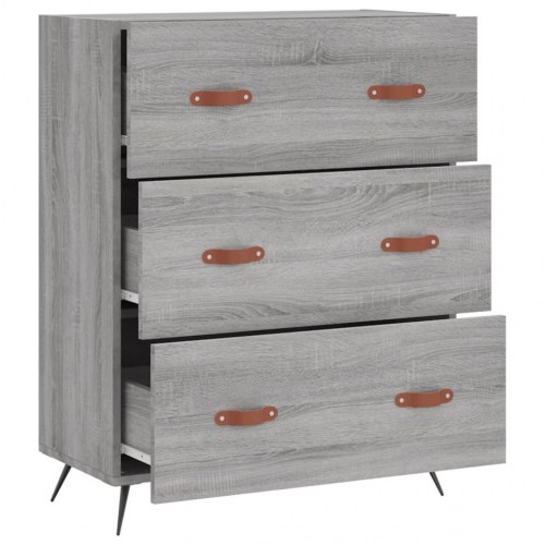 Kommode 69,5×34×90 cm i konstrueret træ - grå sonoma-eg