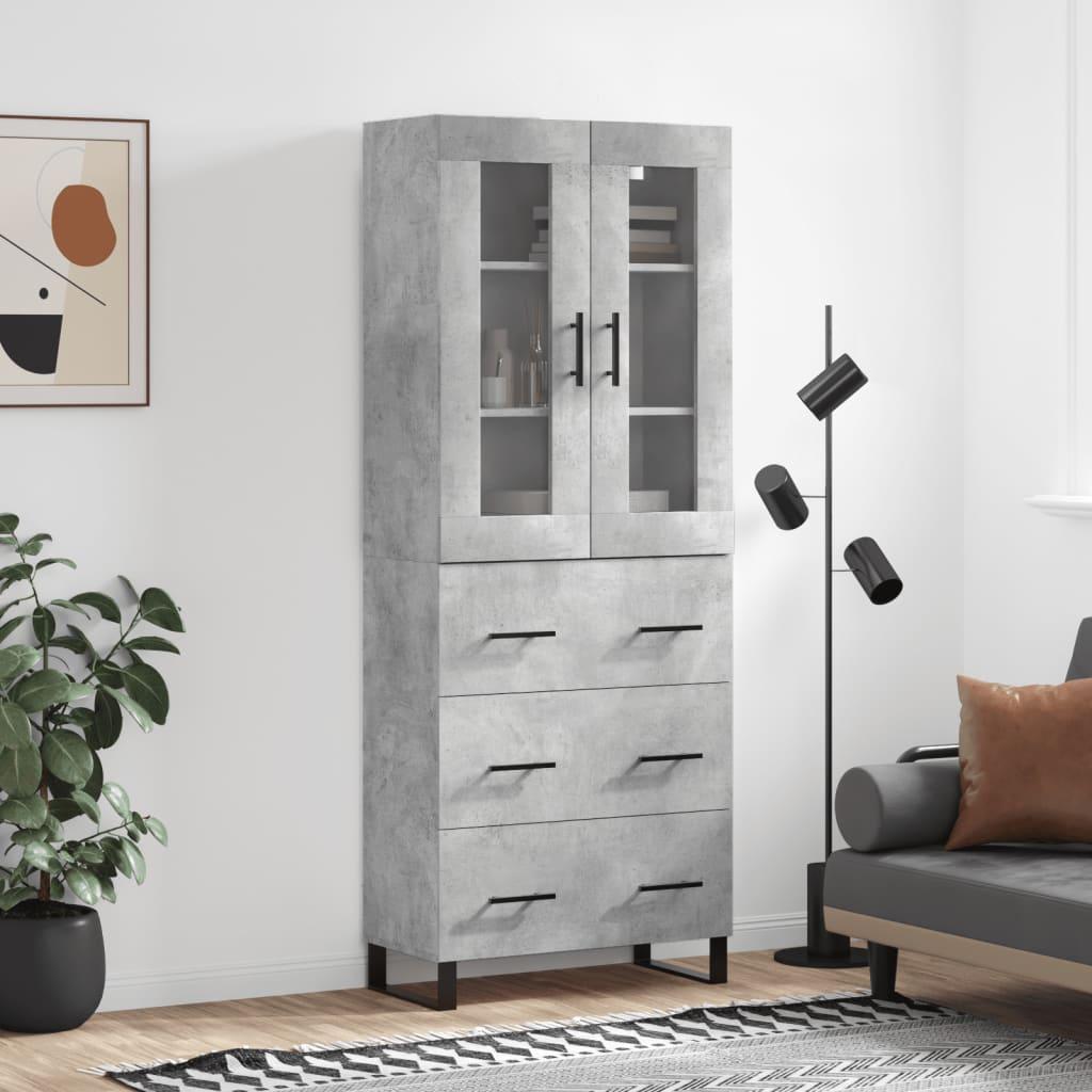 Højskab 69,5x34x180 cm konstrueret træ betongrå billede