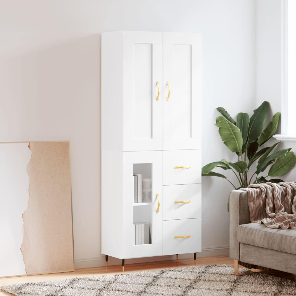 Højskab 69,5x34x180 cm konstrueret træ hvid billede