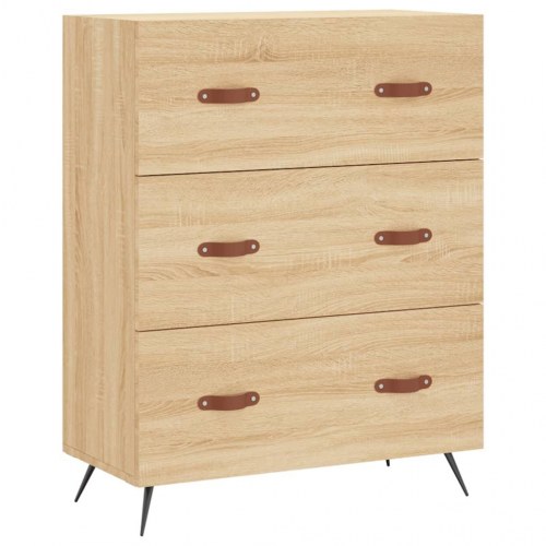 Kommode 69,5×34×90 cm i konstrueret træ - sonoma-eg, 3 skuffer