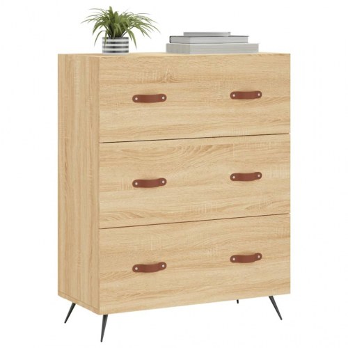 Kommode 69,5×34×90 cm i konstrueret træ - sonoma-eg, 3 skuffer