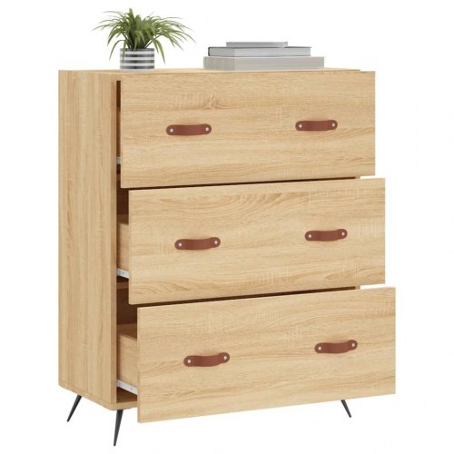 Kommode 69,5×34×90 cm i konstrueret træ - sonoma-eg, 3 skuffer
