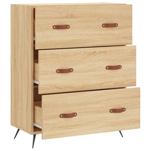 Kommode 69,5×34×90 cm i konstrueret træ - sonoma-eg, 3 skuffer