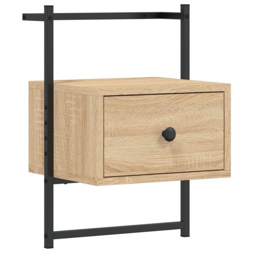 Væghængt sengebord 35×30×51 cm - konstrueret træ i sonoma-eg