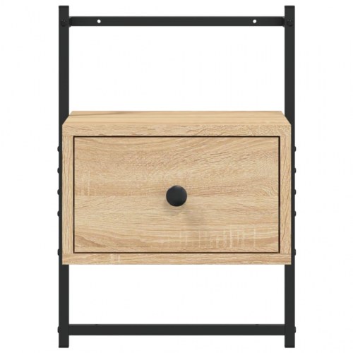 Væghængt sengebord 35×30×51 cm - konstrueret træ i sonoma-eg