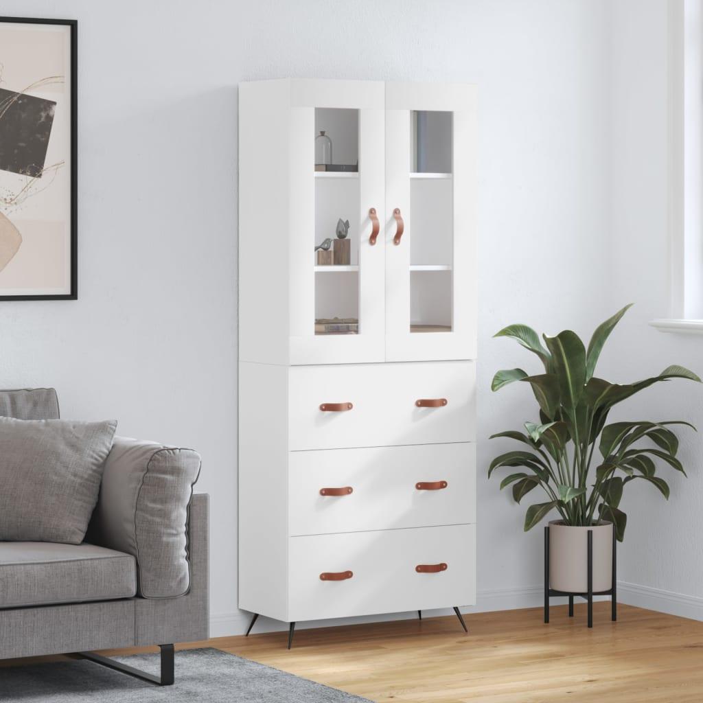 Højskab 69,5x34x180 cm konstrueret træ hvid billede