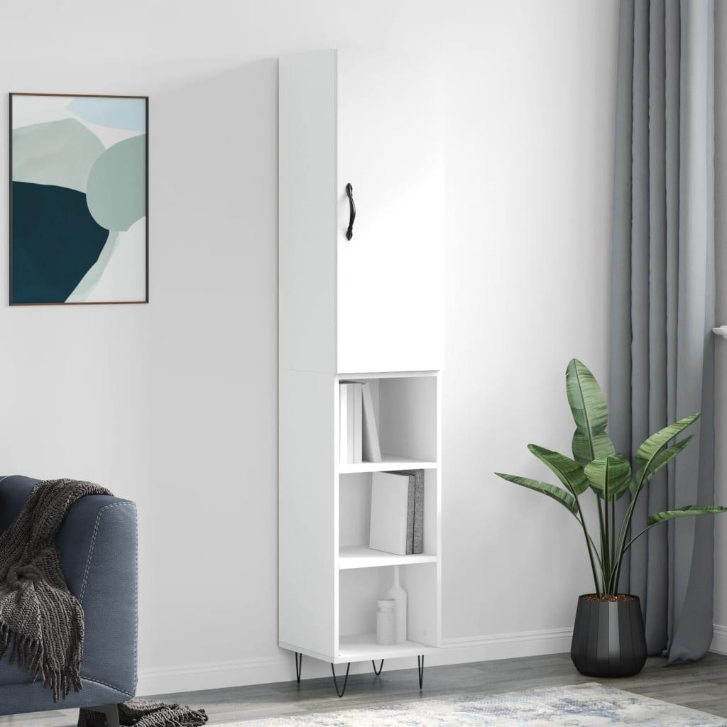 Skab 34,5x34x180 cm konstrueret træ hvid billede