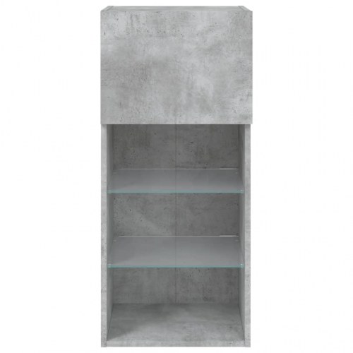 Tv-bord med LED-lys - væghængt, betongrå 40,5×30×90 cm
