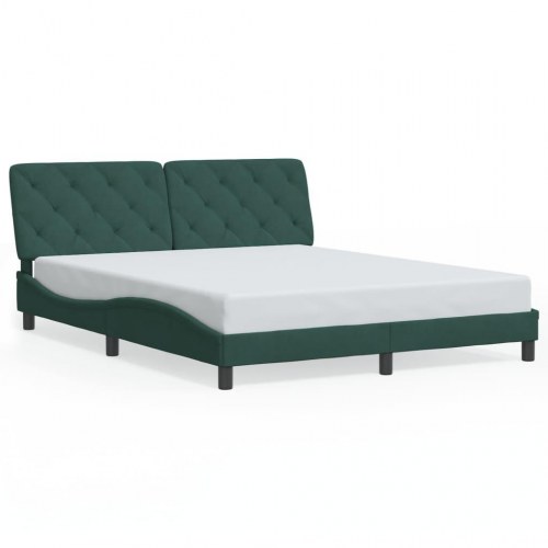 Sengeramme med LED uden madras 160 x 200 cm - mørkegrøn velour