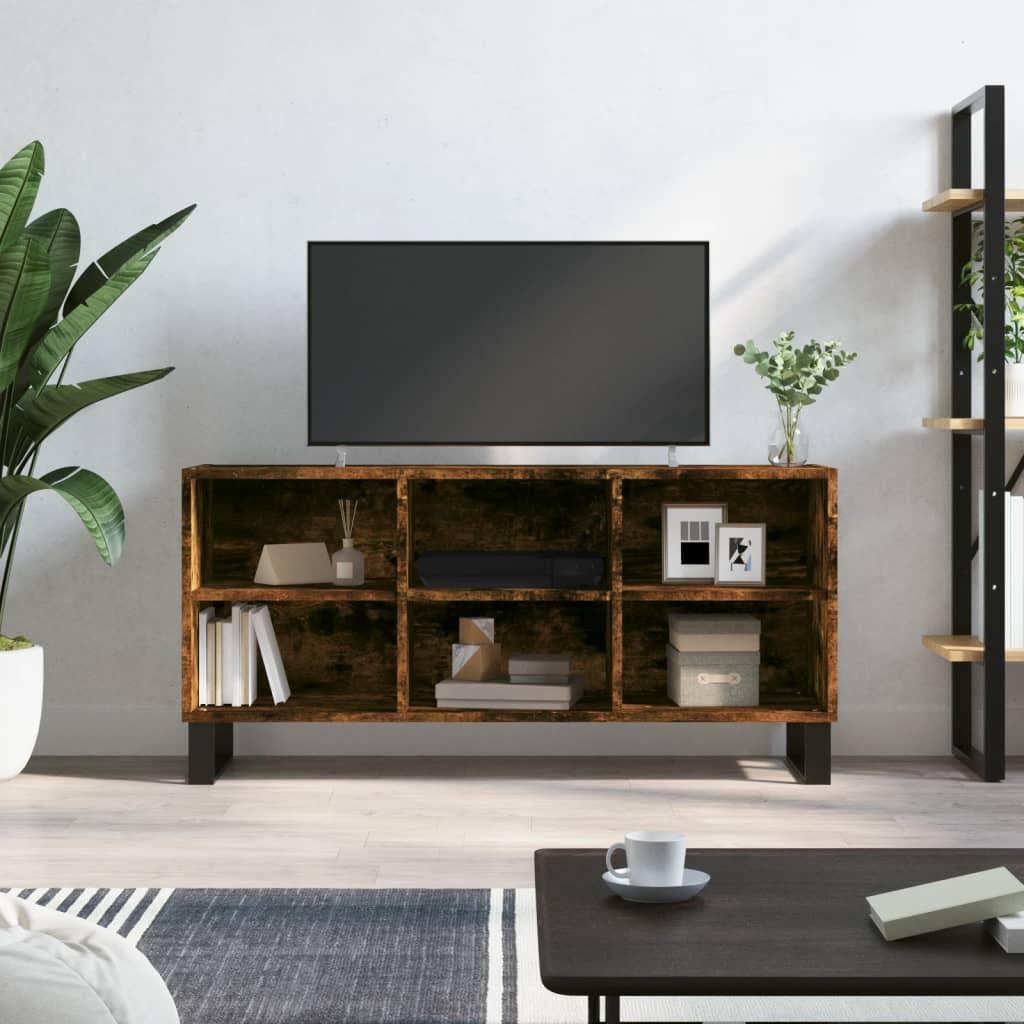 Tv-bord 103,5x30x50 cm konstrueret træ røget egetræsfarve billede