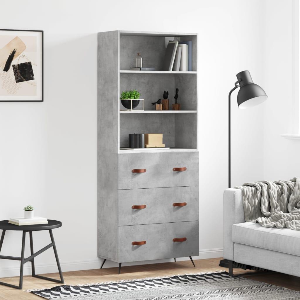 Højskab 69,5x34x180 cm konstrueret træ betongrå billede