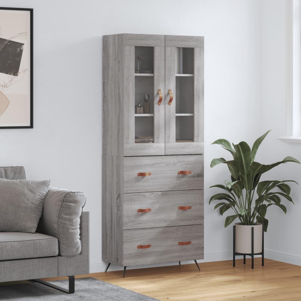 Højskab 69,5x34x180 cm konstrueret træ grå sonoma-eg billede