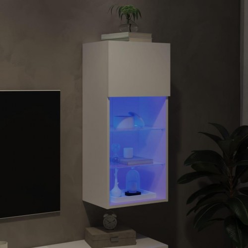 Væghængt tv-bord med RGB LED-lys 40,5×30×90 cm - hvid