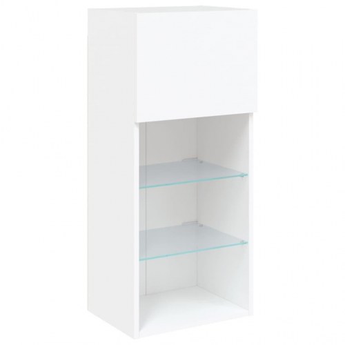 Væghængt tv-bord med RGB LED-lys 40,5×30×90 cm - hvid