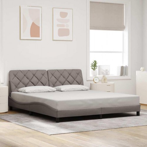 Sengeramme med LED 200x200 cm i gråbrun stof uden madras