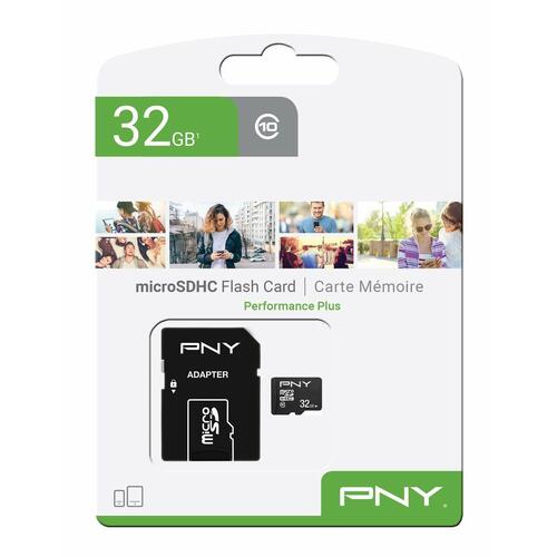 PNY Performance Plus microSDHC-kort 32 GB Class 10 inkl. SD-adapter