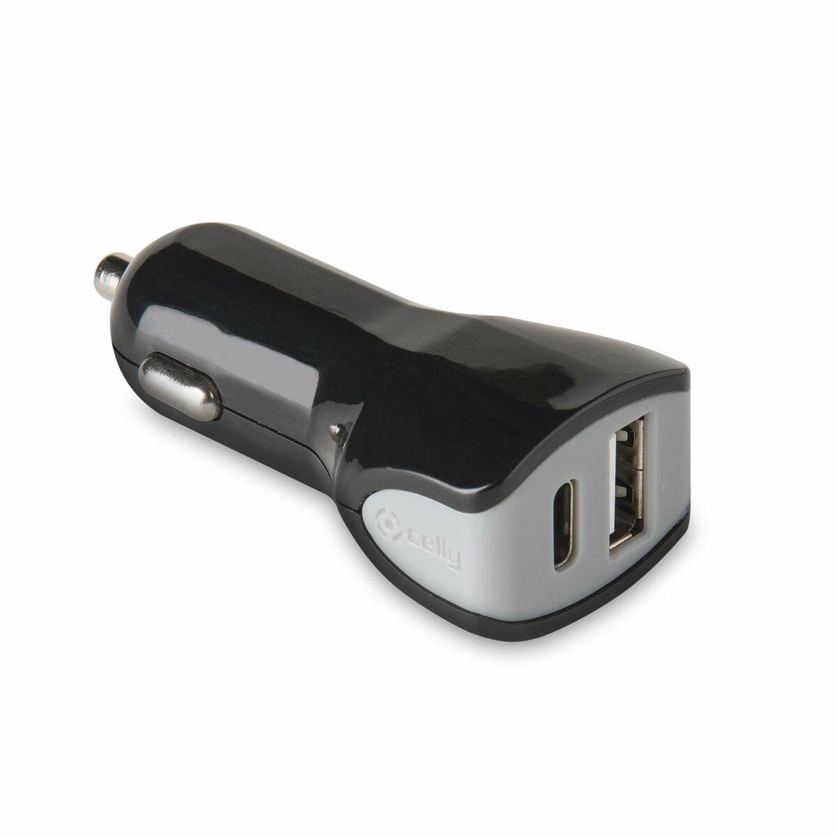 Celly biloplader - Sort, 17 W, USB + USB‑C