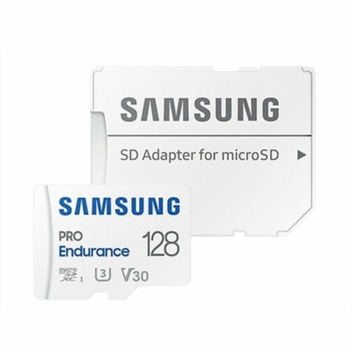 Samsung PRO Endurance MB-MJ128KA - Flashhukommelseskort (microSDXC til SD adapter inkluderet) - 128 GB - Video Class V30 / UHS-I U3 / Class10 - microSDXC UHS-I - hvid