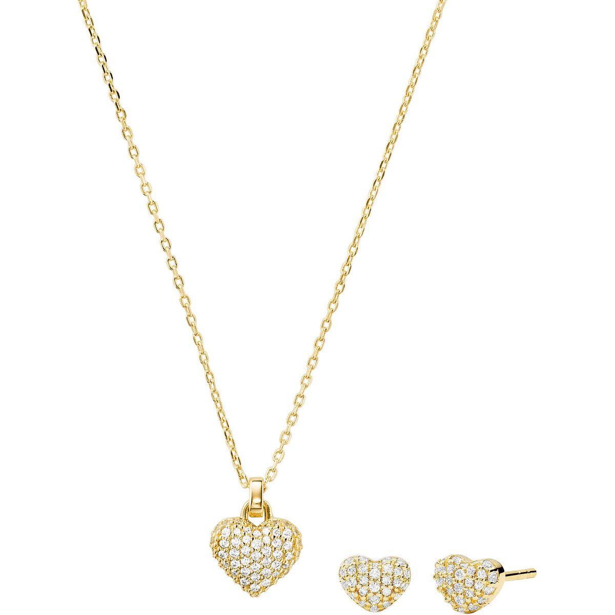 Michael Kors halskædesæt til kvinder - Premium Special Pack med øreringe, gylden, 925 sterling sølv