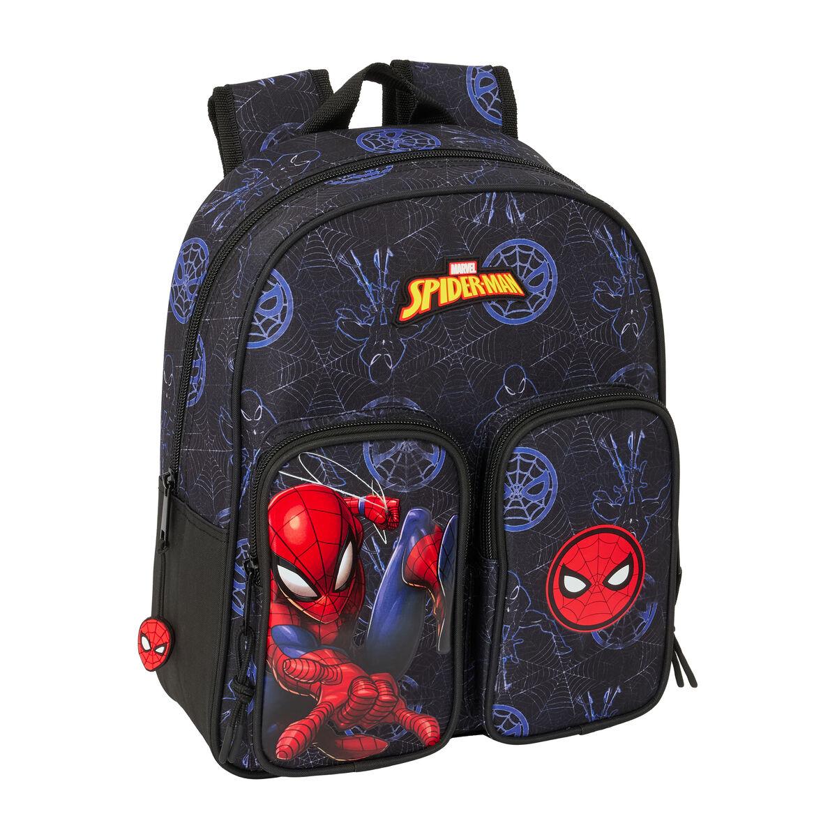 Skoletaske Spider-Man Attack Sort 27 x 33 x 10 cm billede