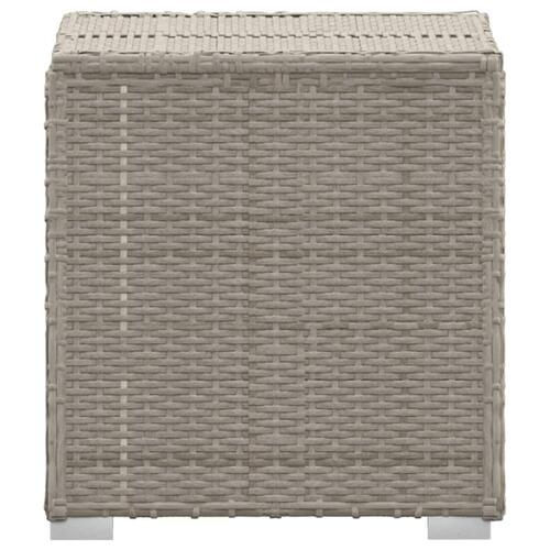 Liggestol med hynde og tebord polyrattan grå (OUTLET A)