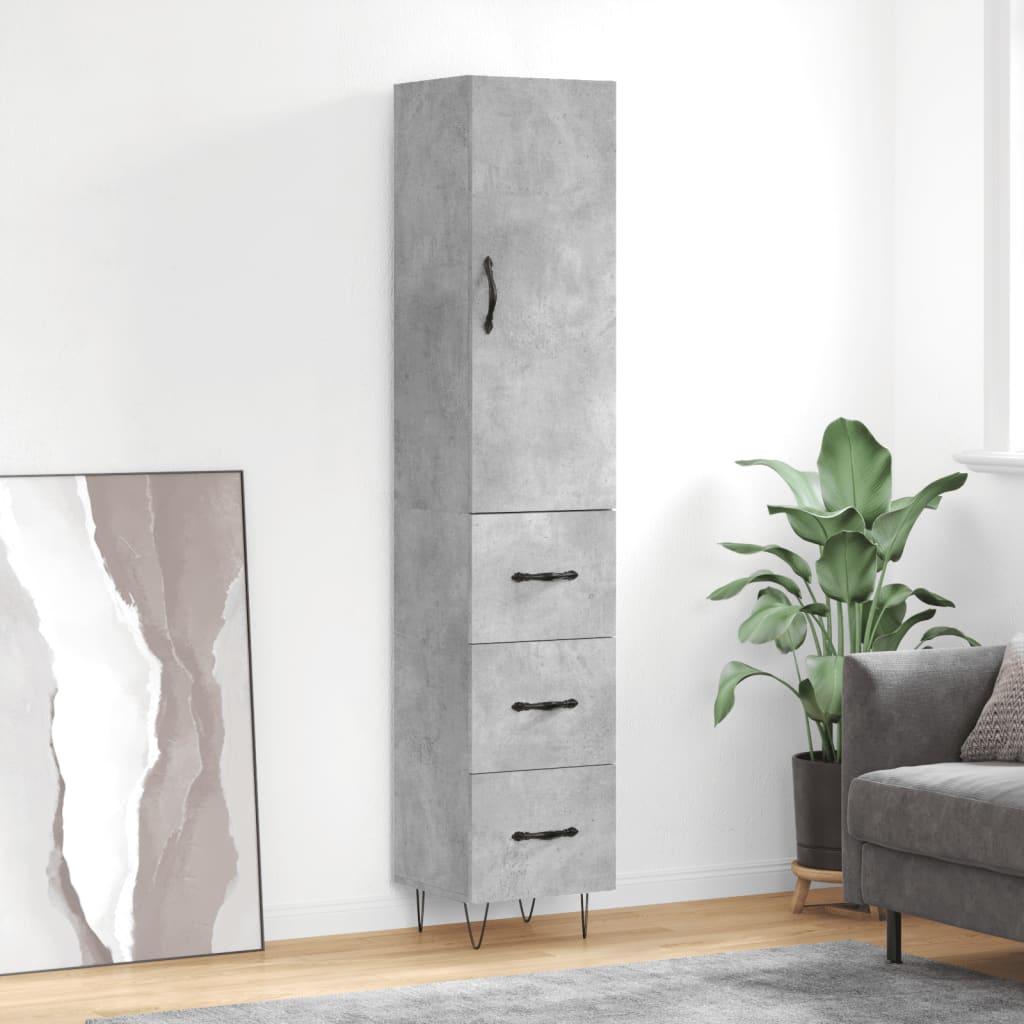 Skab 34,5x34x180 cm konstrueret træ betongrå billede