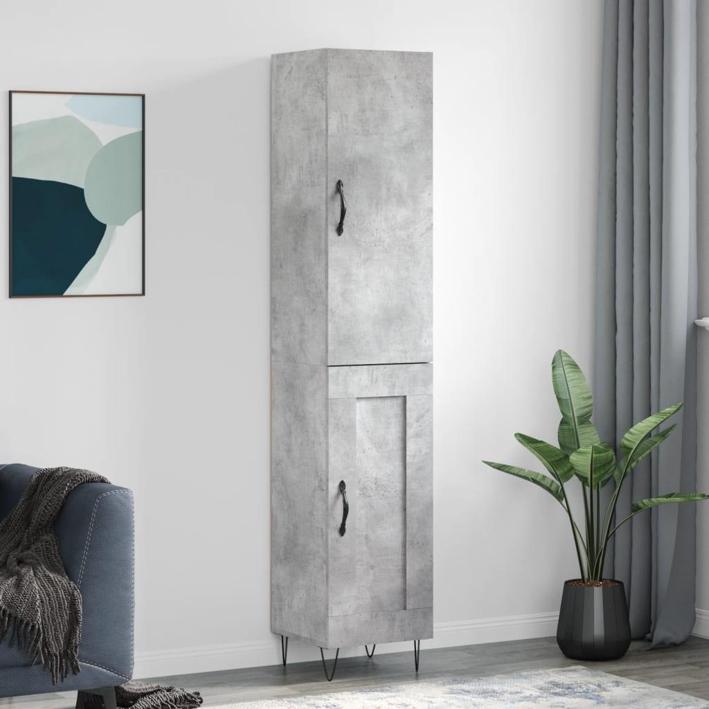Skab 34,5x34x180 cm konstrueret træ betongrå billede