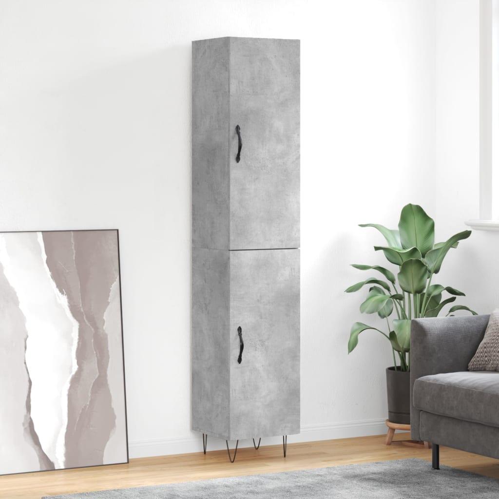 Skab 34,5x34x180 cm konstrueret træ betongrå billede