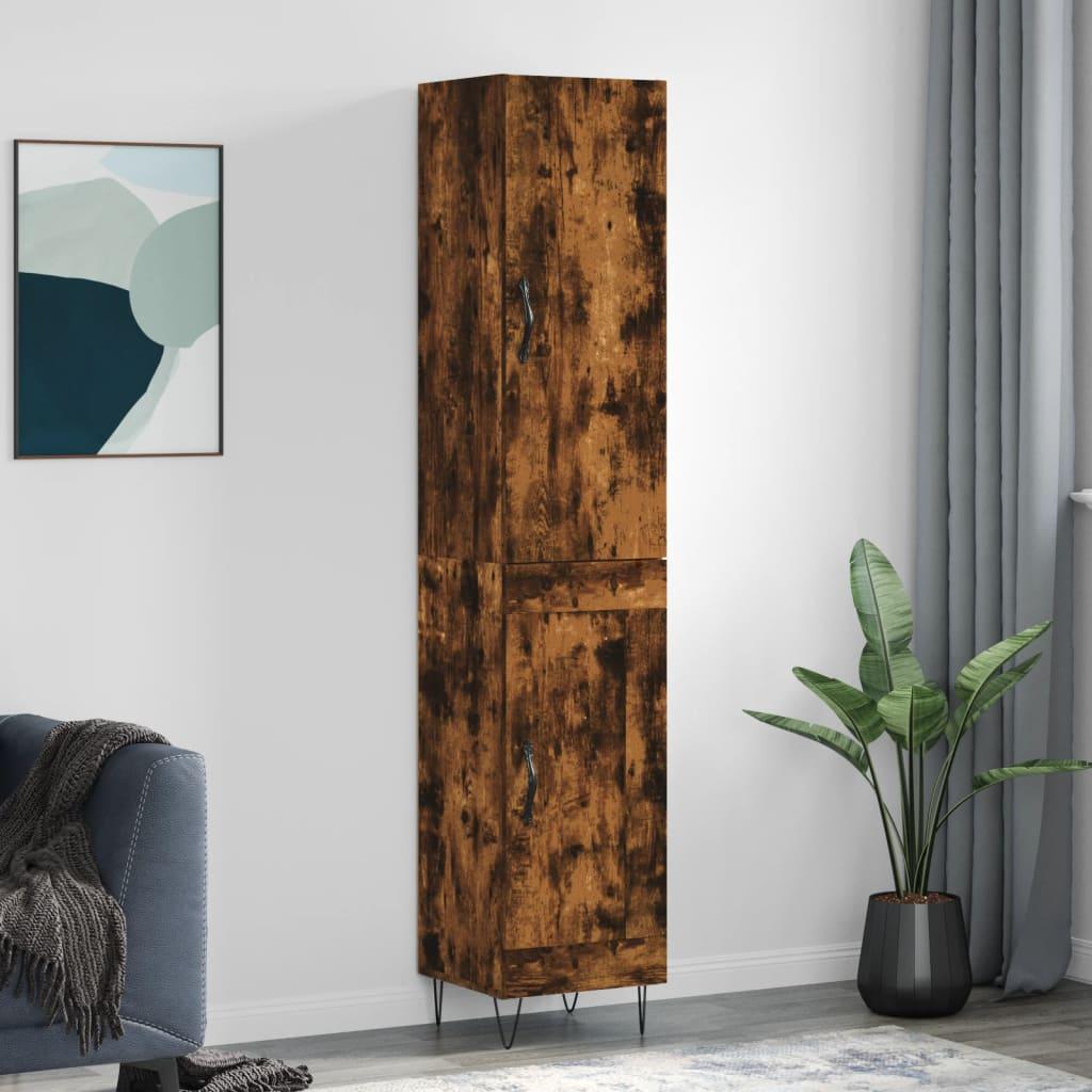 Skab 34,5x34x180 cm konstrueret træ røget egetræ billede