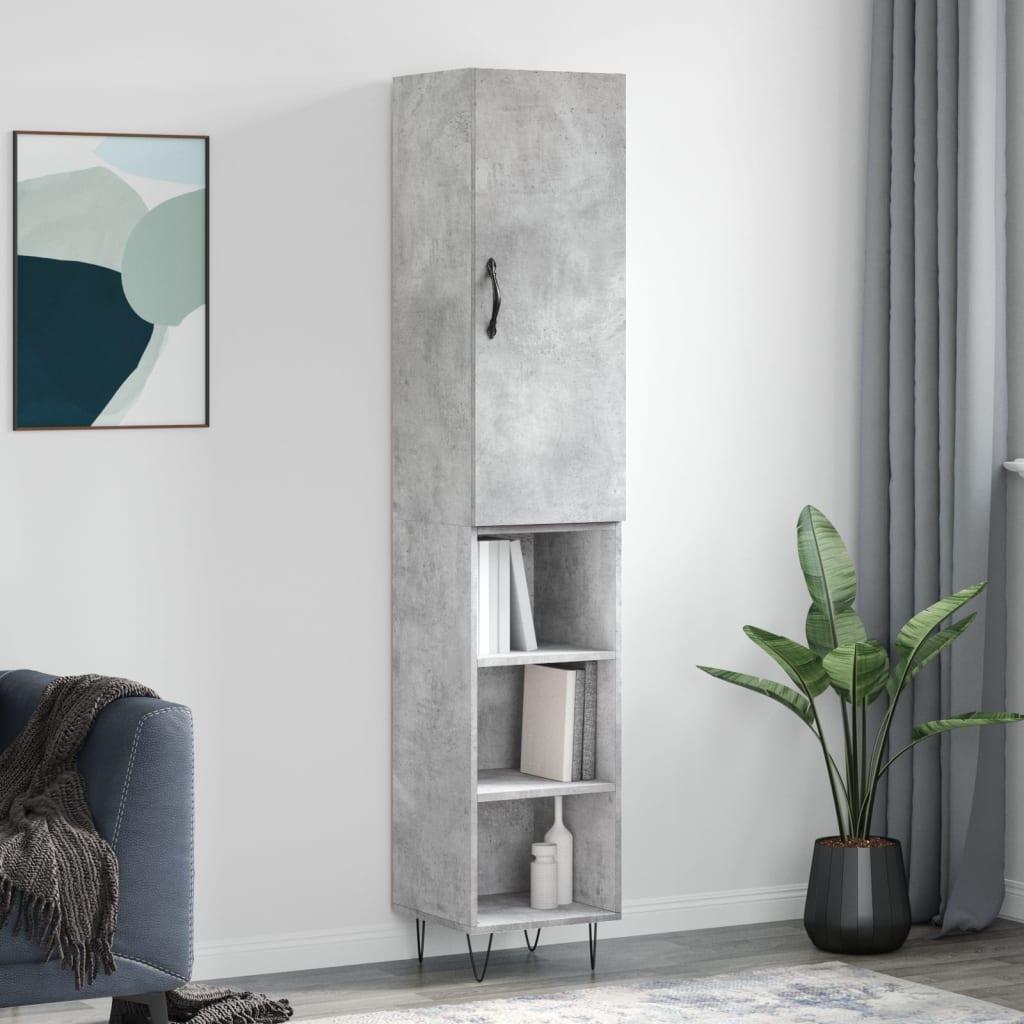Skab 34,5x34x180 cm konstrueret træ betongrå billede