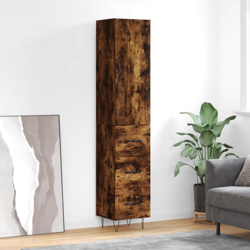 Skab 34,5x34x180 cm konstrueret træ røget egetræ billede