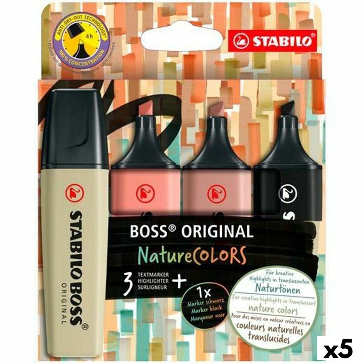 Stabilo BOSS Original Naturecolors - markeringstuscher, multifarvet, 4 dele (5 enheder)