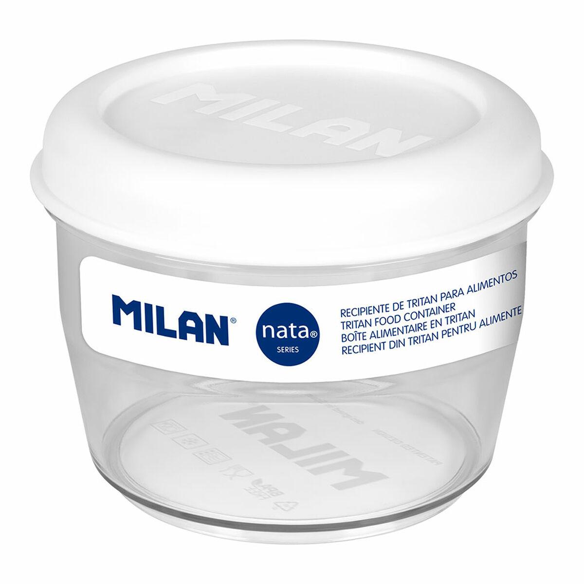Milan hermetisk madkasse 500 ml - hvid, gennemsigtig, cirkulær Ø 12 cm (Tritan)