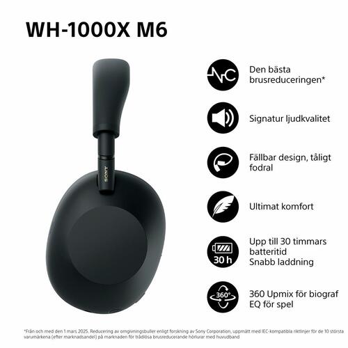 Sony WH-1000XM6 trådløse hovedtelefoner - sort