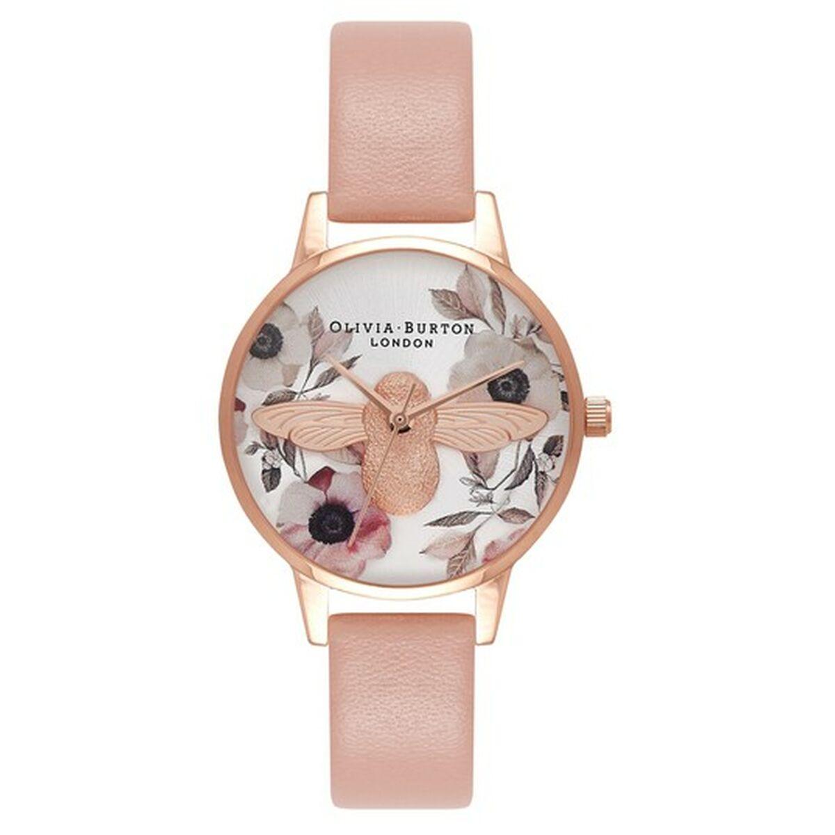 Olivia Burton dameur OB16AM101, Ø 30 mm - pink læderrem