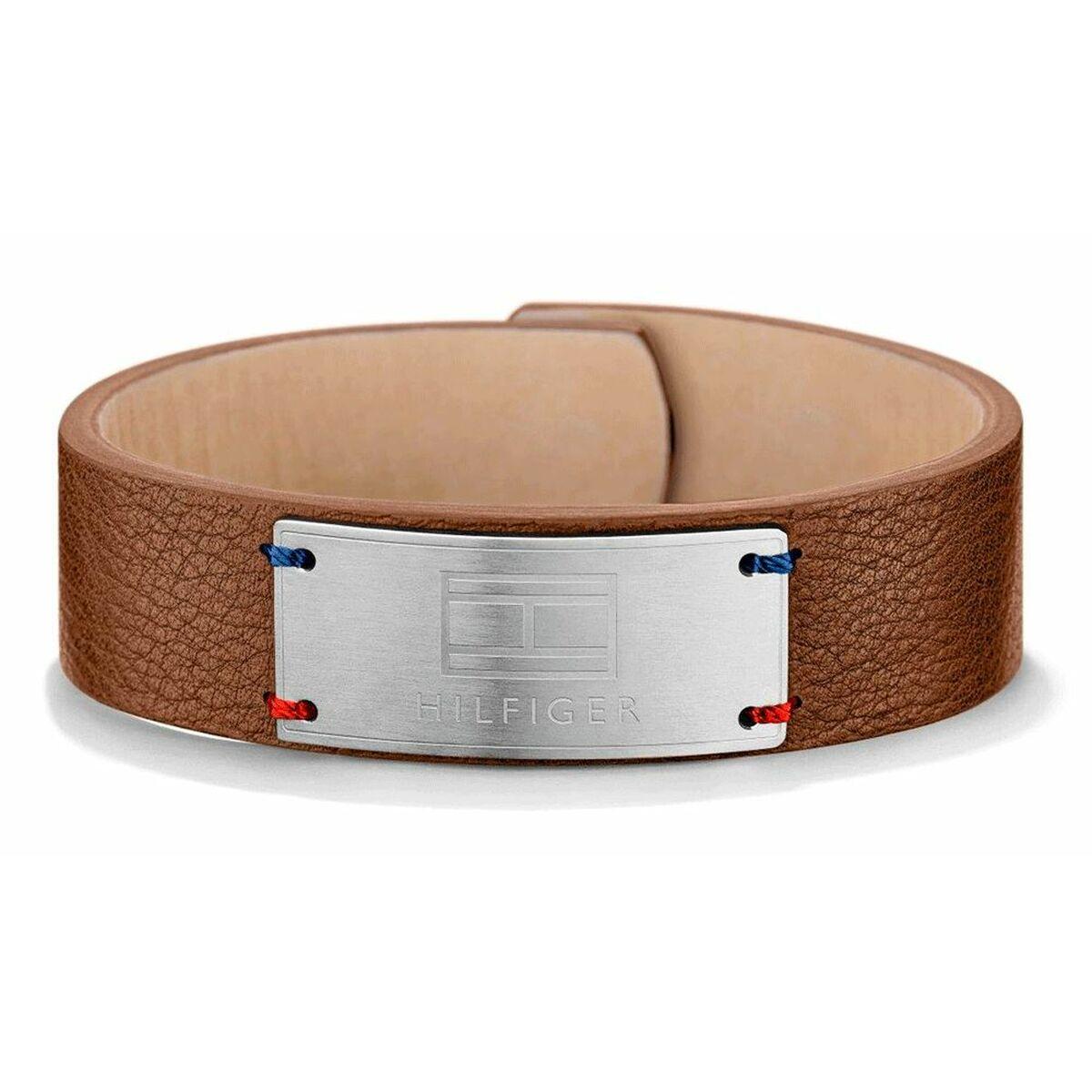 Tommy Hilfiger armbånd til mænd - brun læder, 22 cm