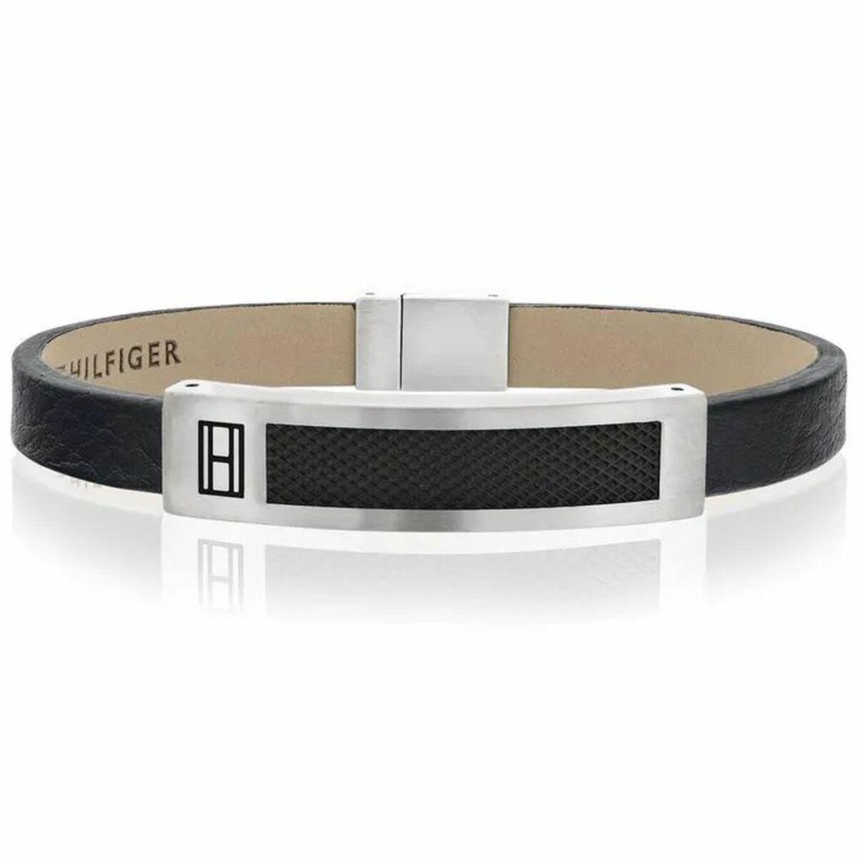 Tommy Hilfiger armbånd til mænd - læder, sort, 24 cm