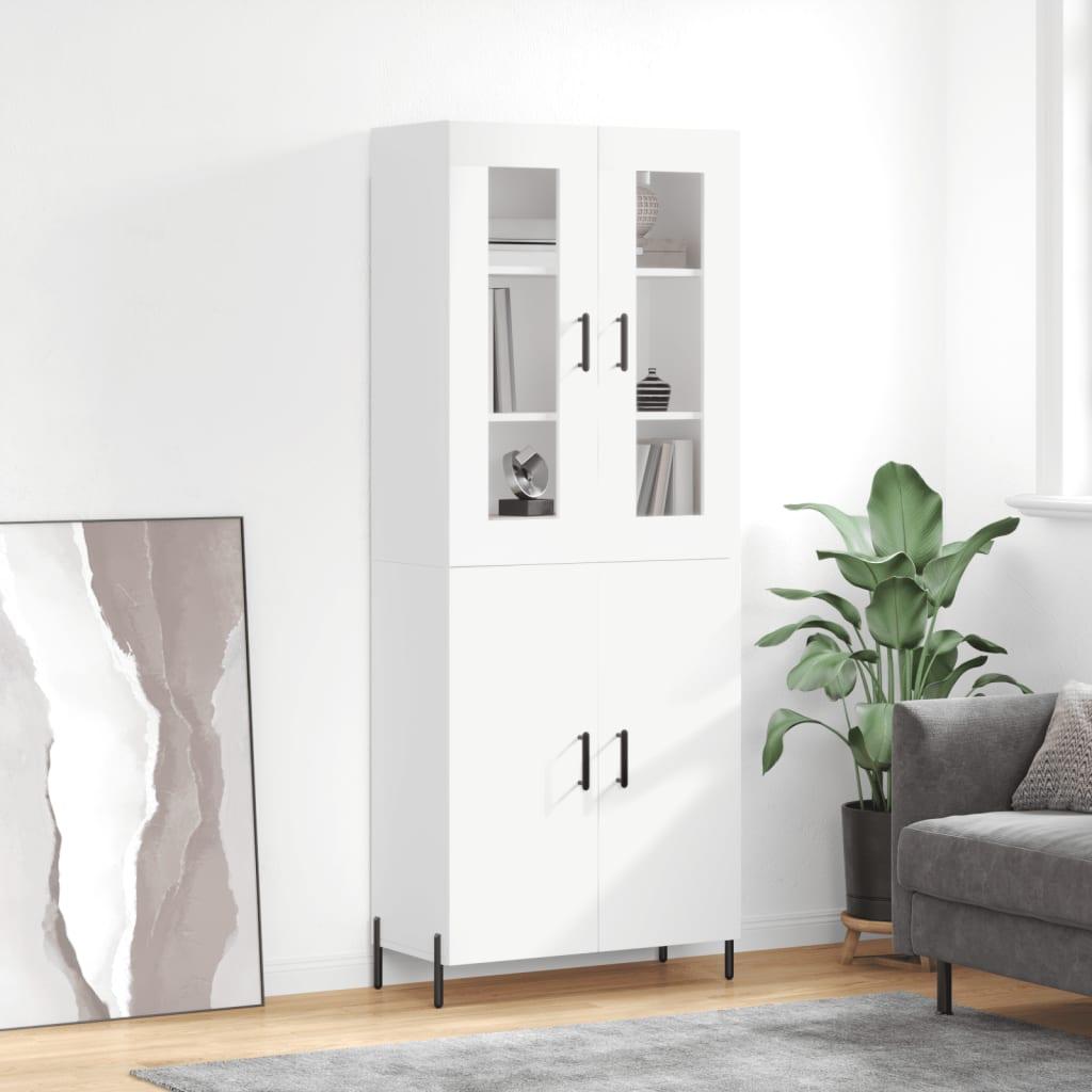 Højskab 69,5x34x180 cm konstrueret træ hvid billede