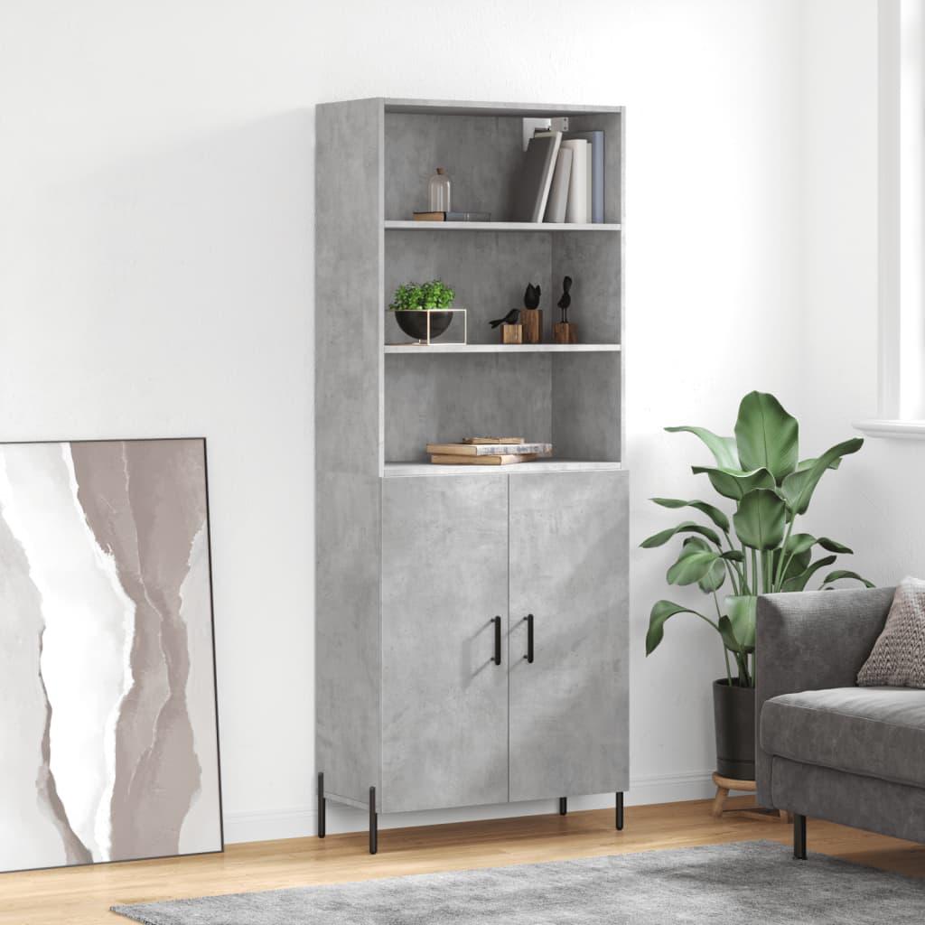 Højskab 69,5×34×180 cm i konstrueret træ - betongrå billede