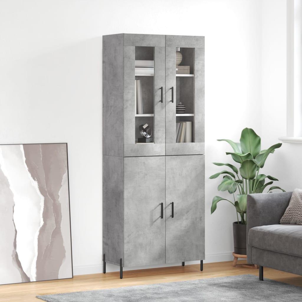 Højskab 69,5x34x180 cm konstrueret træ betongrå billede