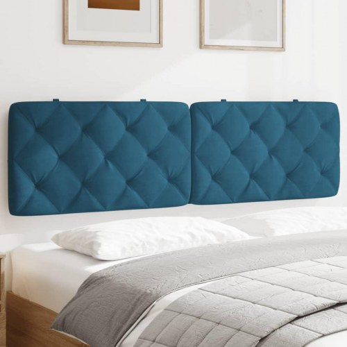 Gavlpude 180 cm i velour - blå, quiltet diamantdesign