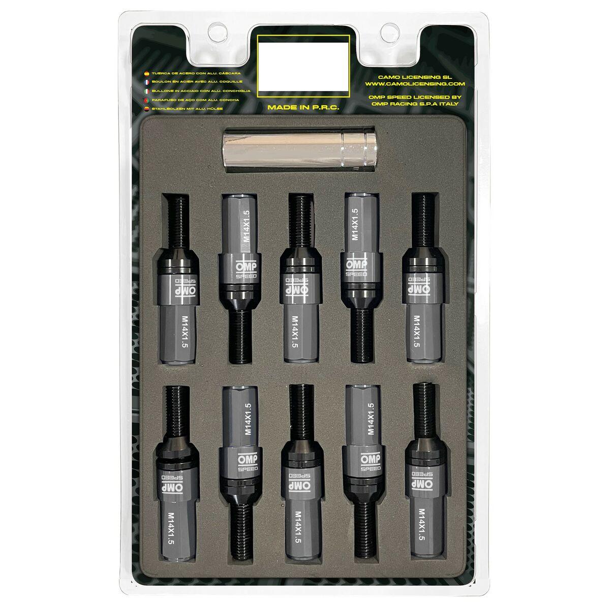 Hjulsæt skruer OMP - M14 x 1,50, 28 mm, sølv