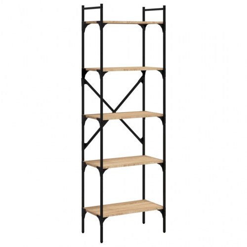 Bogreol med 5 hylder - 56×31,5×174 cm i sonoma-eg og metal
