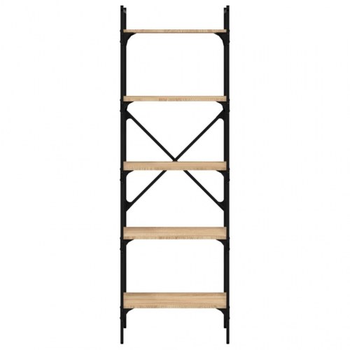 Bogreol med 5 hylder - 56×31,5×174 cm i sonoma-eg og metal