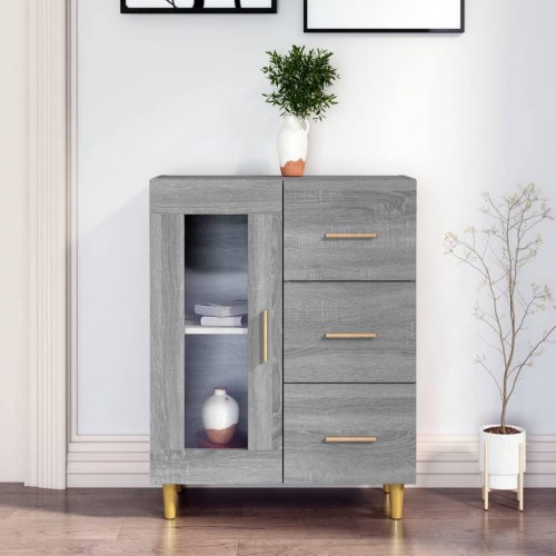 Skænk 69,5×34×90 cm - grå sonoma-eg, konstrueret træ