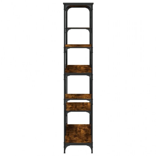 Bogreol 99x35,5x176 cm konstrueret træ og jern røget egetræ