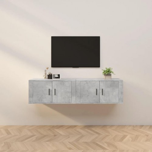 Væghængte tv-skabe - sæt af 2, 80×34,5×40 cm, betongrå