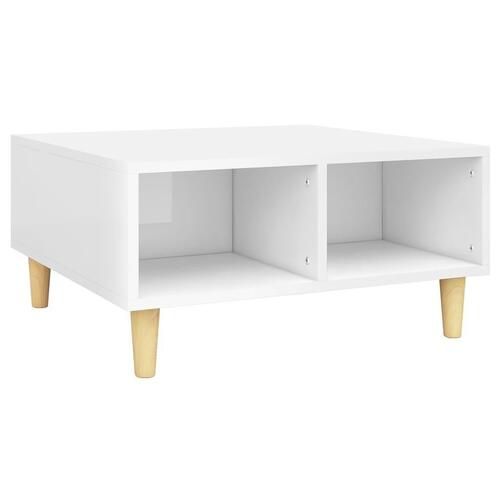 Sofabord 60x60x30 cm konstrueret træ hvid højglans